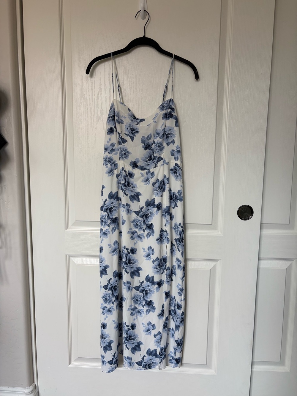 Abercrombie & Fitch White Slip Dress with Blue Floral Print